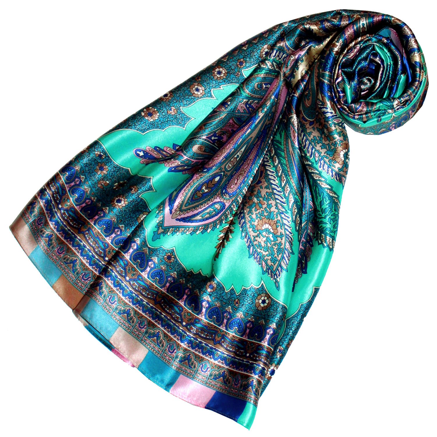 LORENZO CANA Foulard pour la femme – écharpe à la mode de 100% soie pour le printemps et l´été avec les mesures de 100 x 100 cm – soyeux, élégant et très coloré – une sensation de luxe