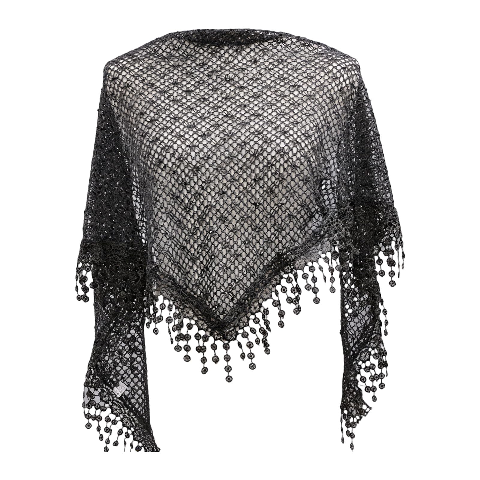 BWANGIAO Lace Hollowed Fringe Shawl Triangular Scarf with Breathable Design for Women Girl Daily Outfit Evening Dress Shoulder Wr