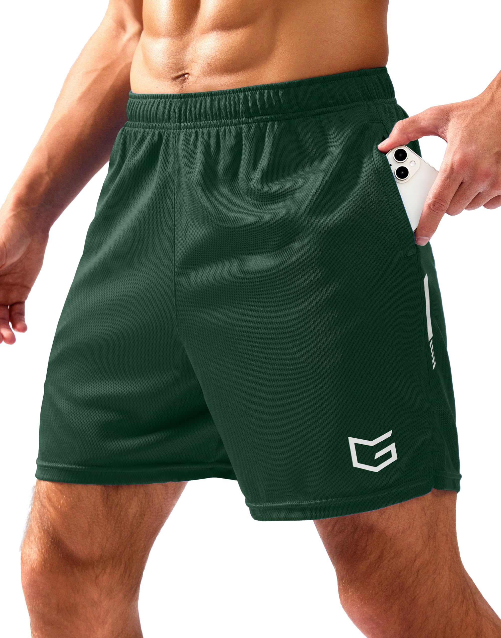 G Gradual Men's Gym Shorts 5"/7"/10" with Zipper Pockets Basketball Athletic Mesh Quick Dry Shorts for Workout Running Tennis
