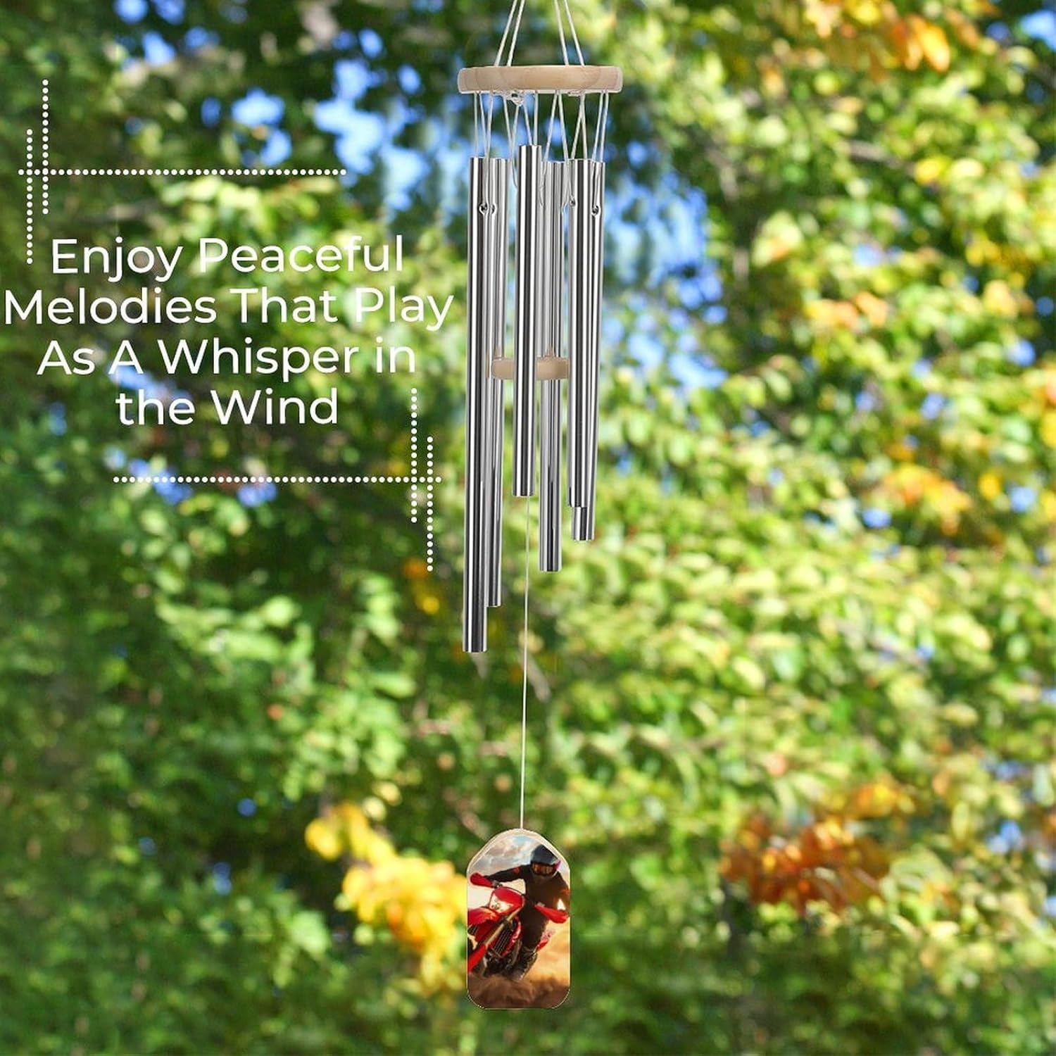 Got Dirt Bike Motocross Racing Wooden Wind Chimes Deep Tone Memorial Windchime for Outside Garden Home Decoration