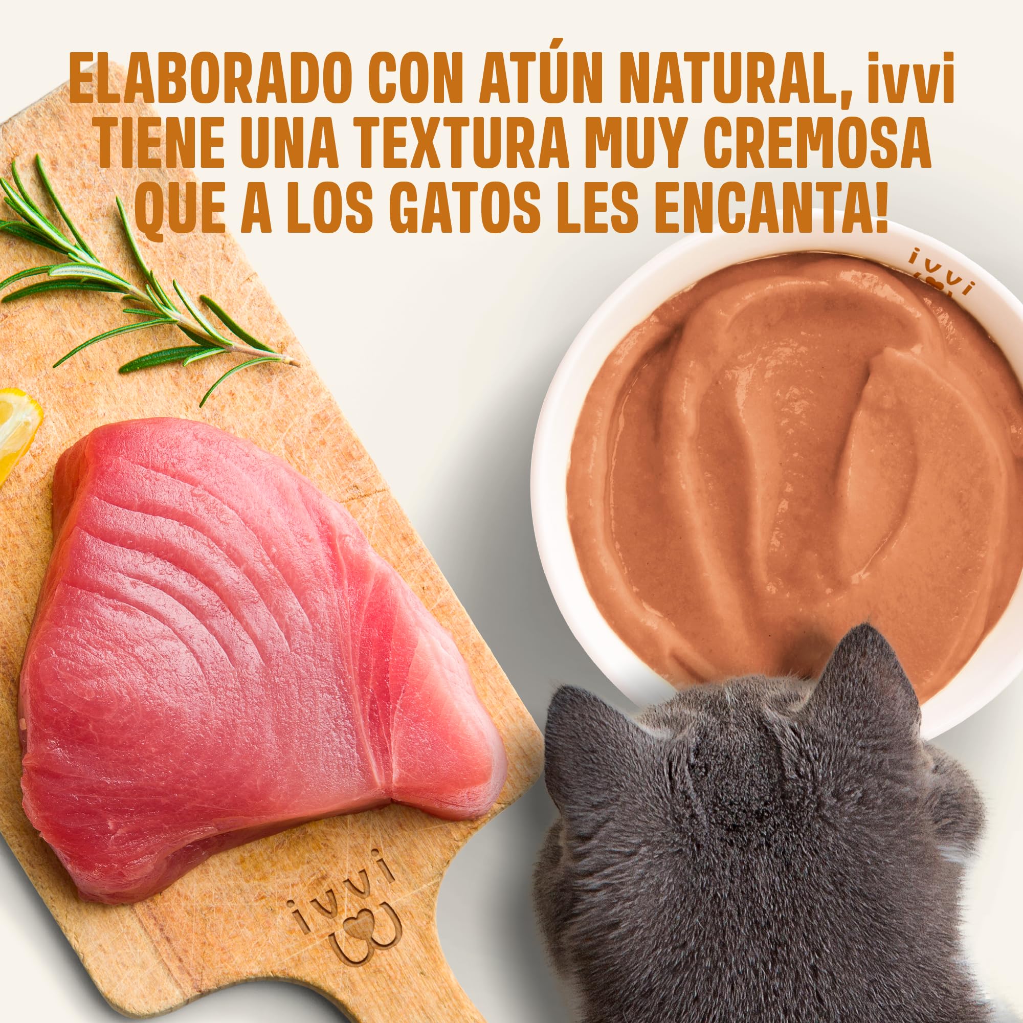 ivvi Piel & Pelaje Esencia para Gatos – Crema Funcional con Aceite de Salmón, Aceite de Algas, Zinc y Colágeno – Ayuda a la Piel y el Pelaje – 30x15g – con Atún Real