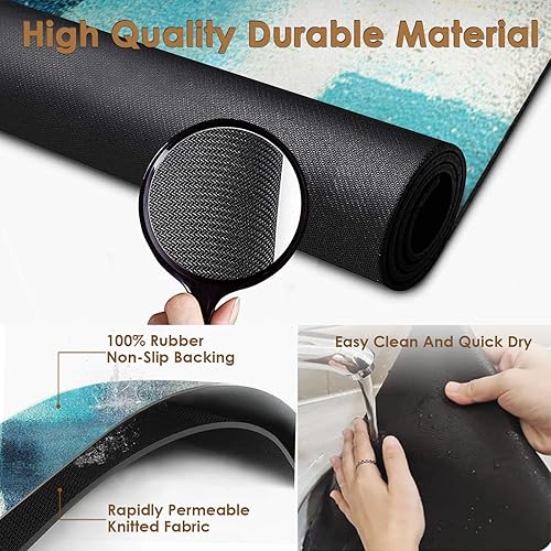 Miniatura 10 de Tapete de café para encimeras, tapete de secado de platos de mármol negro y dorado, 2 piezas para accesorios de cocina, cafetería, bar, apto para