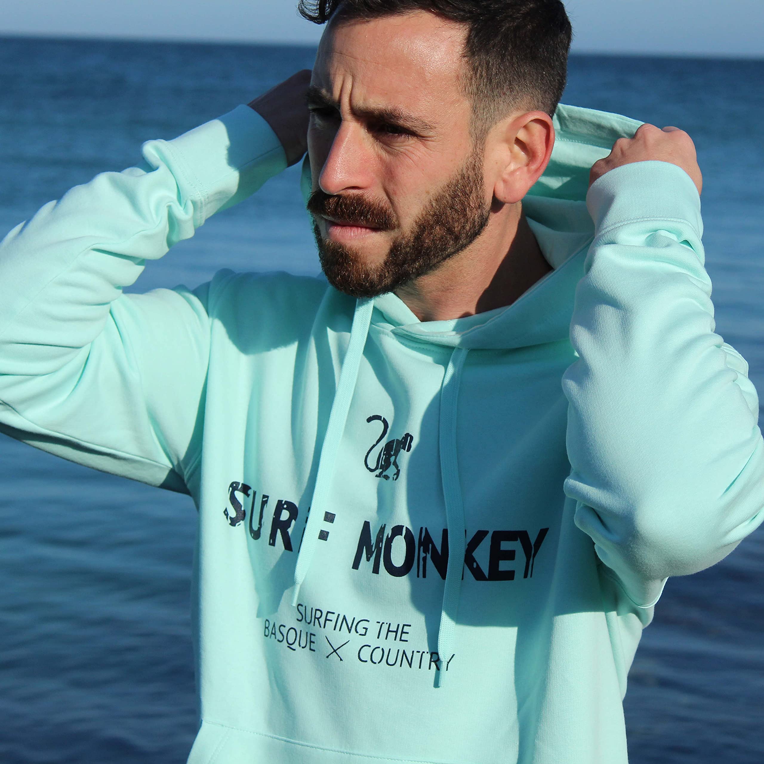Surf Monkey Hoodie - Felpa ecologica con cappuccio da uomo/donna in cotone biologico Gots