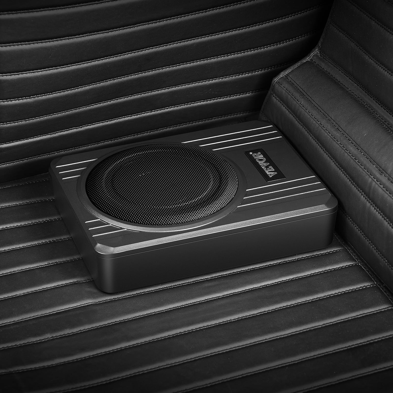 VEVOR Subwoofer per Auto Sotto Sedile, Subwoofer Auto Sottile Sistema Audio a Basso Profilo, Audio con Amplificatore integrato, Ingresso Livello Alto Basso Regolatore del Volume 203 mm e 400W