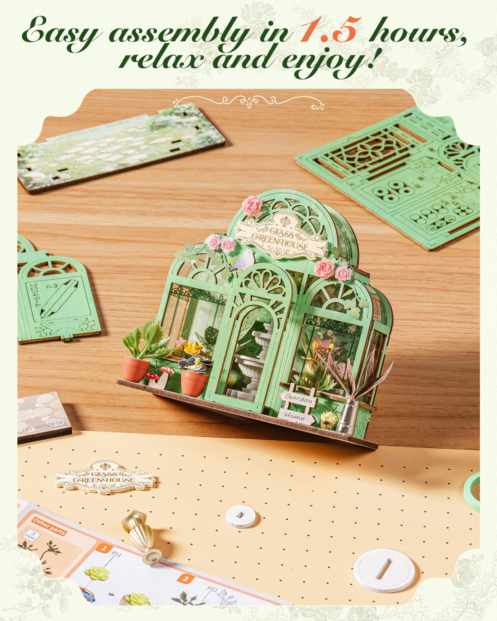 Rolife Maison de Poupée Série Mini Magasin Maquette Kit de Maison Miniature Maquette en Bois Book Nook Kit Décoration Intérieure Cadeau d'anniversaire pour Adultes (Jardin à Fontaine) - 5