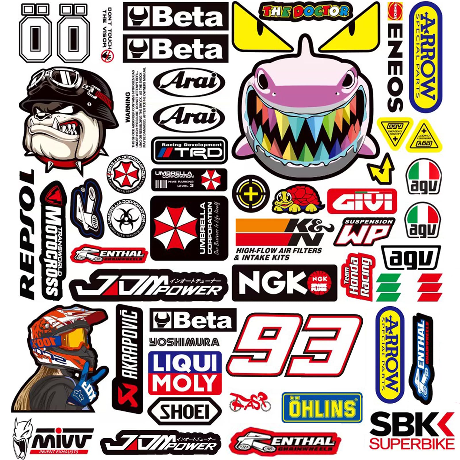 3 Bilder Motorrad Aufkleber Sponsoren Vinylaufkleber Stickers Racing Tuning Rallye Wetterfeste Rollerhelm Aufkleber für Motorrad Enthusiasten für Offroad Rennwagen, Motorräder und Helme(C)