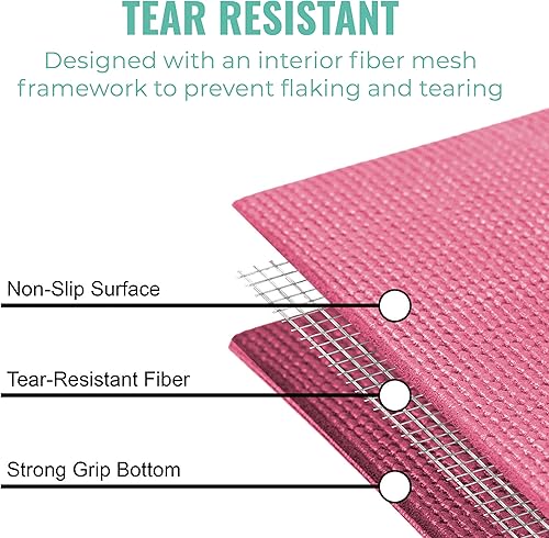 Miniatura 5 de Paquete de 12 esterillas de yoga de valor de 68 x 24 pulgadas, tapete de ejercicio antideslizante de 0.118 in de grosor, alfombrillas de yoga no