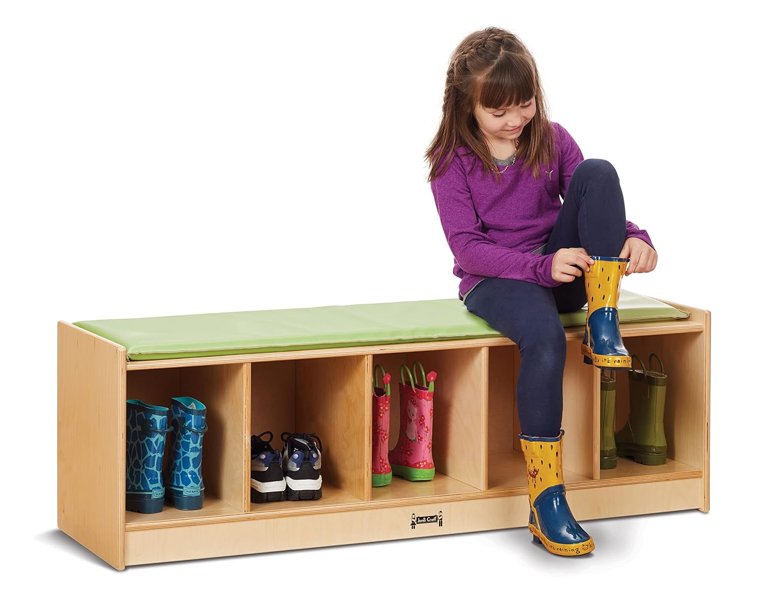 Jonti-Craft 90936JC 5 Section Bench Locker, Key Lime
