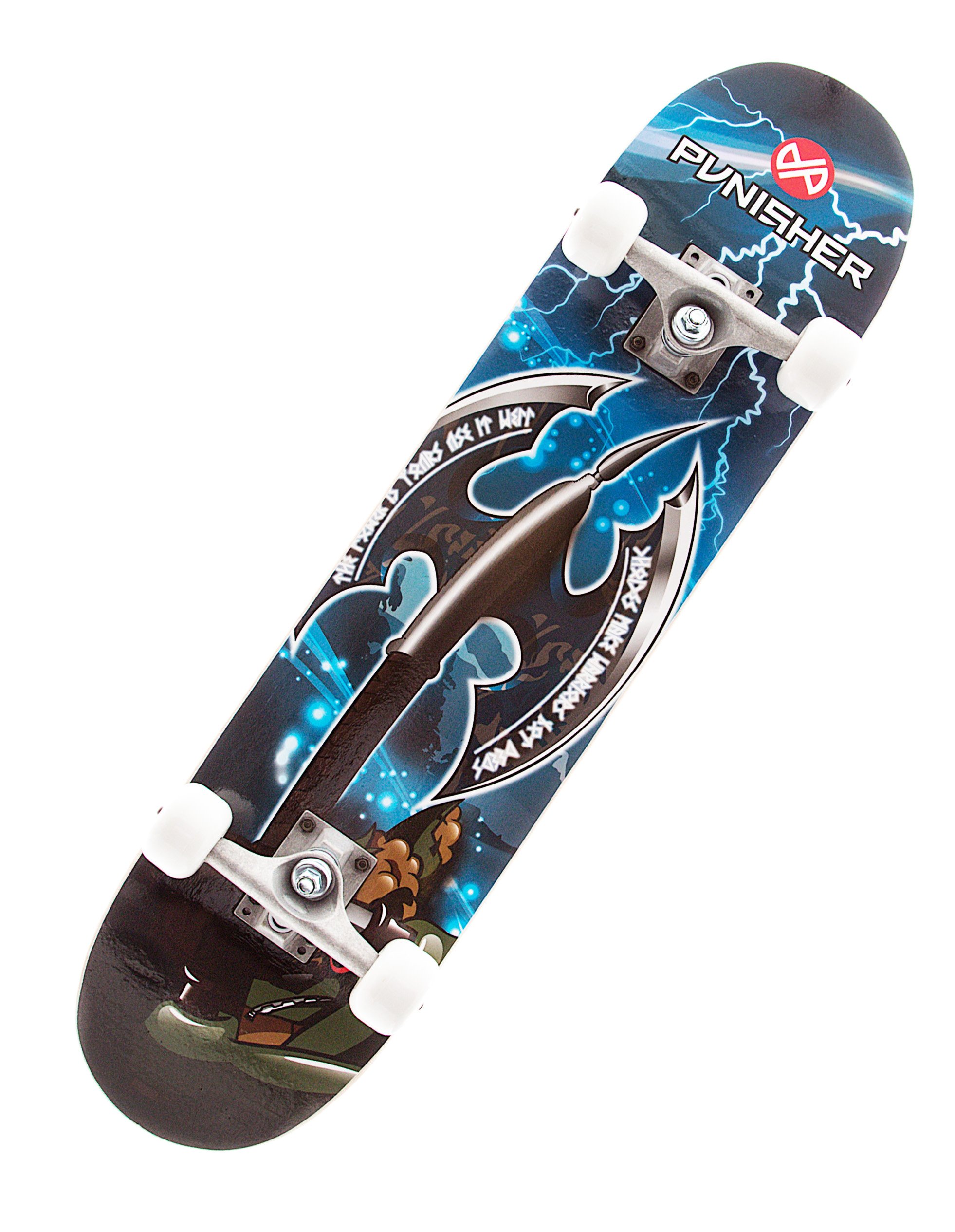 Punisher Skateboards Warrior Skateboard Complet avec concave, Bleu/Noir, 78,7 cm