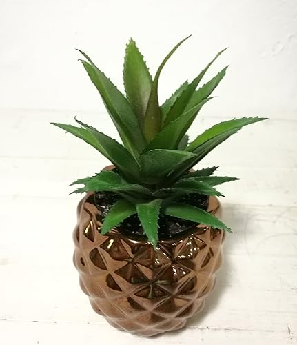Miniatura 2 de Pretty Home - Piña suculenta artificial de 7.5 pulgadas, decoración de mesa Bronce,Dorado,Rose gold,Plata,Blanco,Anaranjado,Amarillo