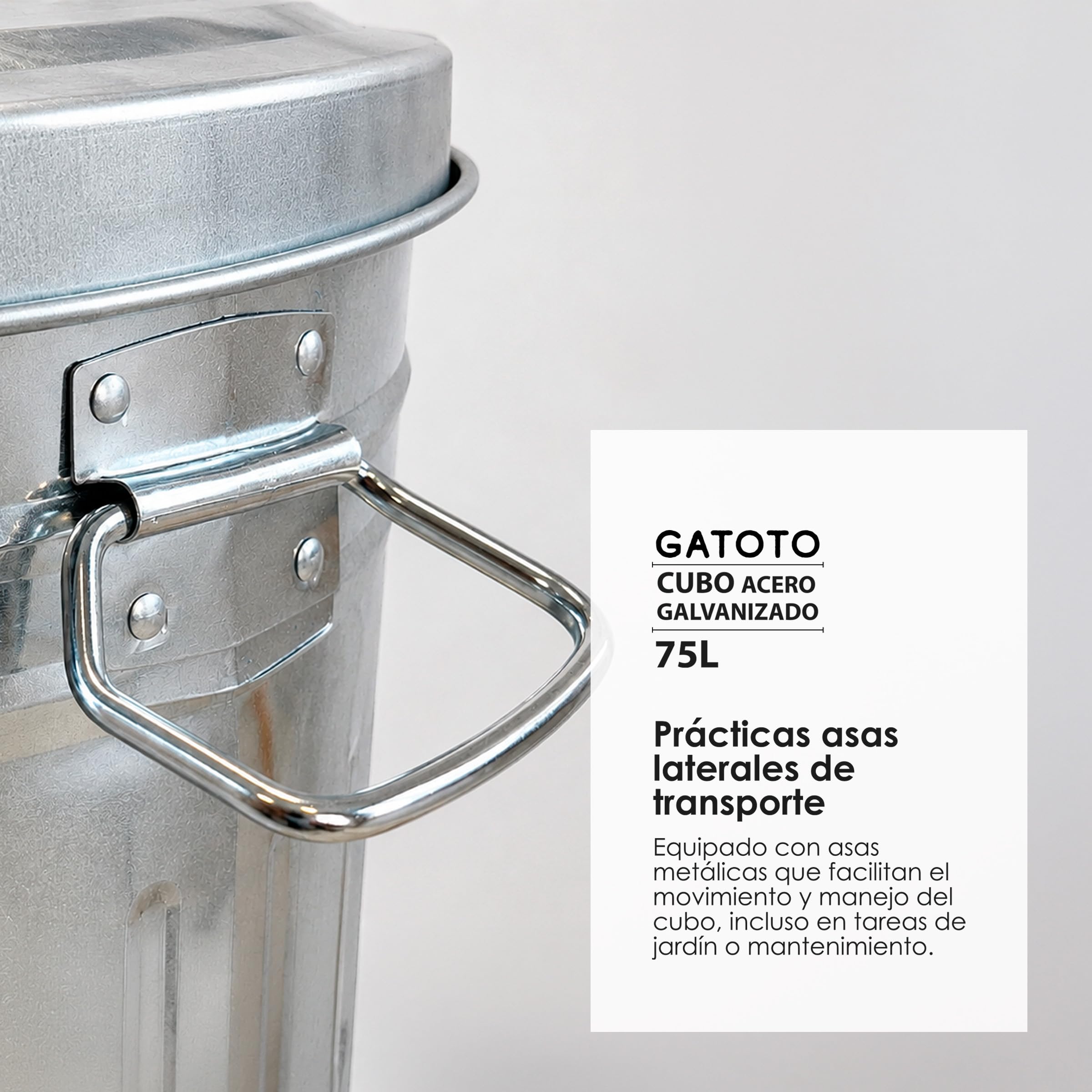 PAMEX - Cubo Basura Galvanizado Con Tapa Gatoto (75l)