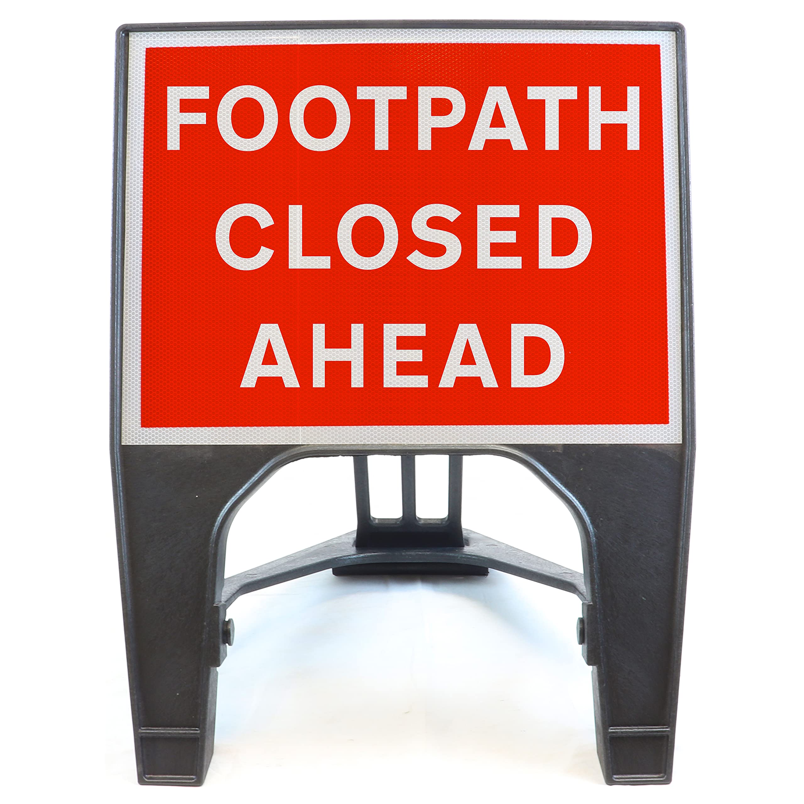 Footpath Closed Ahead 600x450mm Road Sign - Plastic Temporary Road Street Traffic Safety Sign for Road and Street Works - Freestanding with Reflective Sign Face