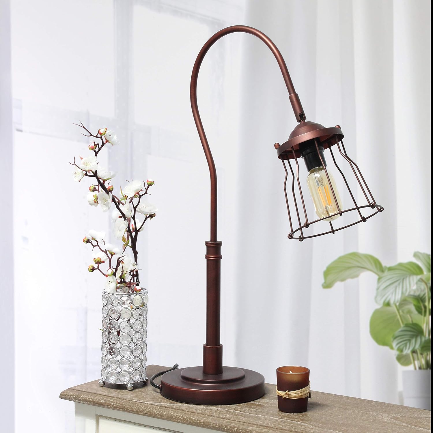 Elegant Designs LT1060-RDB Red Bronze Open Cage Table Lamp