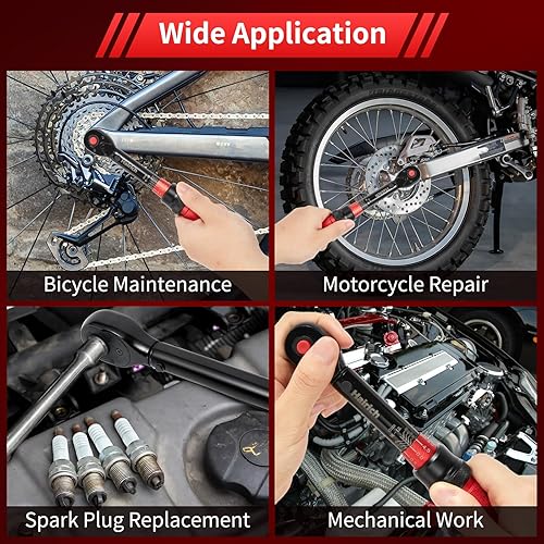 Miniatura 6 de Hairich Llave dinamométrica de clic de 14 pulgadas, llave dinamométrica ajustable de doble dirección de 10-50 pulgadas.lb1.1-5.7Nm, llave