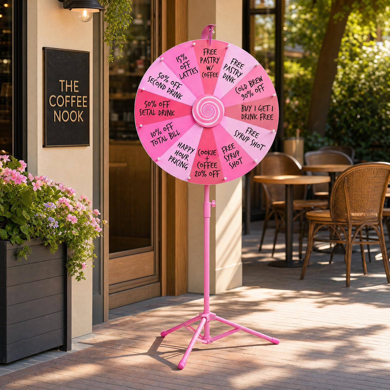 HOMASIS Glücksrad 60cm mit klappbarem Ständer & 12 Fächern