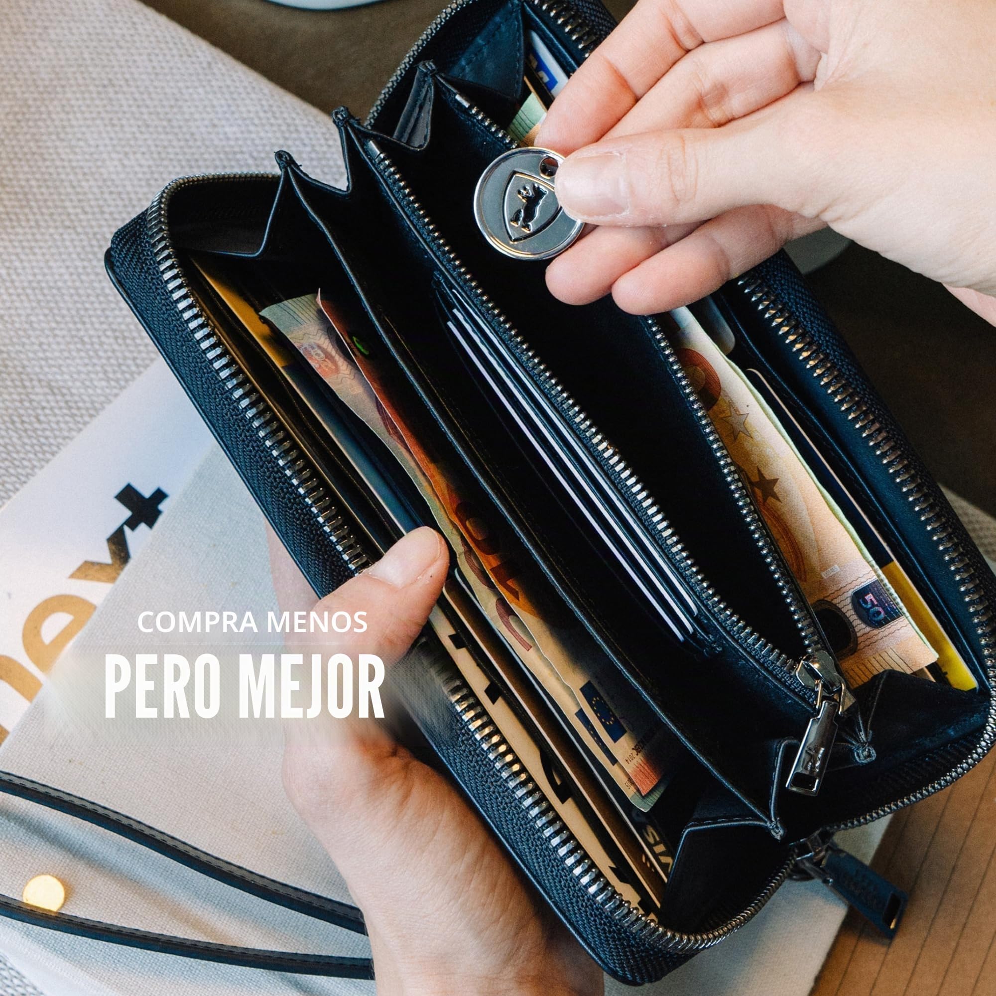 Berliner Bags Lyon Cartera Grande de Piel Auténtica para Mujer con Protección RFID e Incluye Caja de Regalo