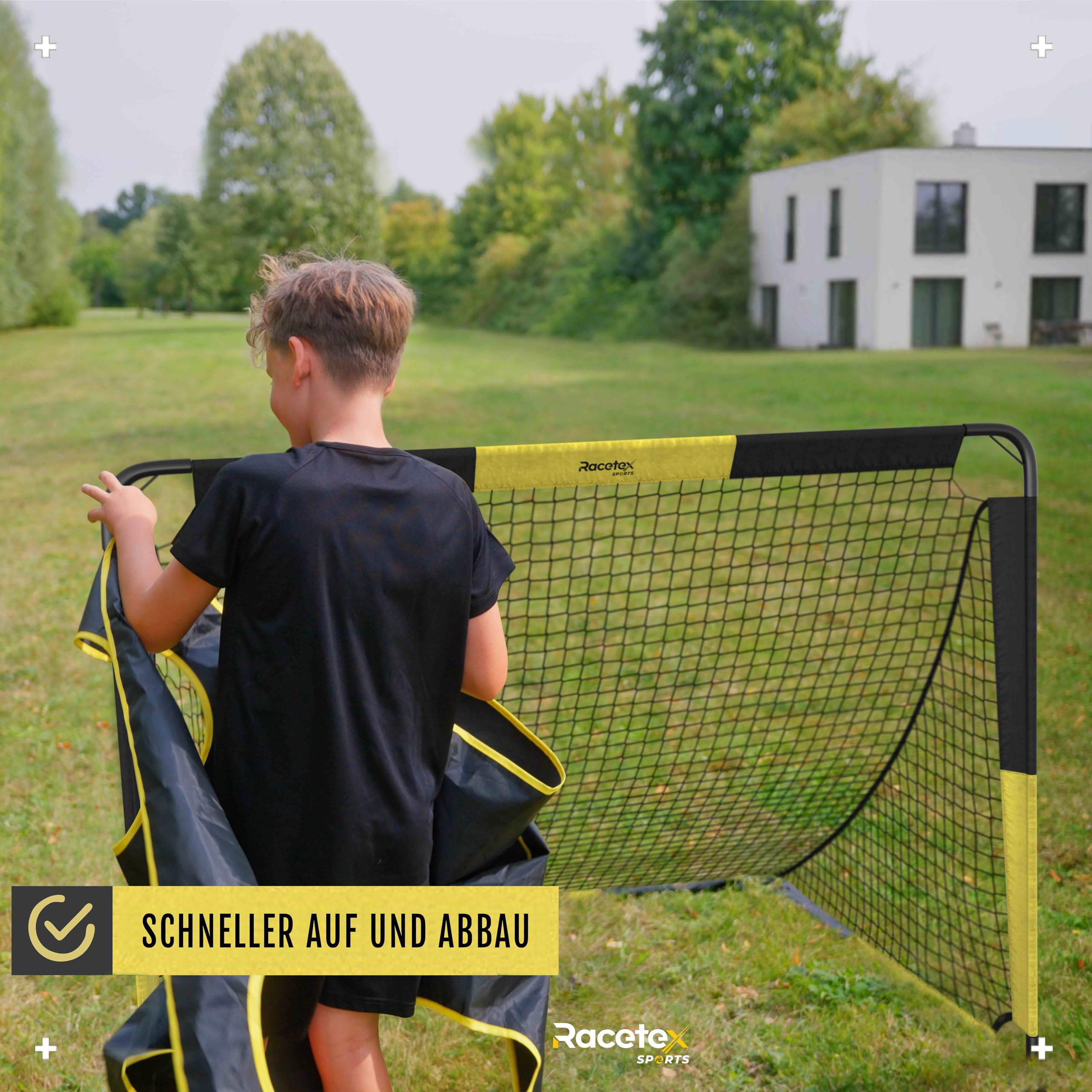 Racetex But de Foot 2-en-1 pour Enfants avec Cible de tir – Cage de Foot Enfant pour destinés au Jardin, Robustes et Stables grâce aux arceaux en Fibre de Verre – Montage Rapide