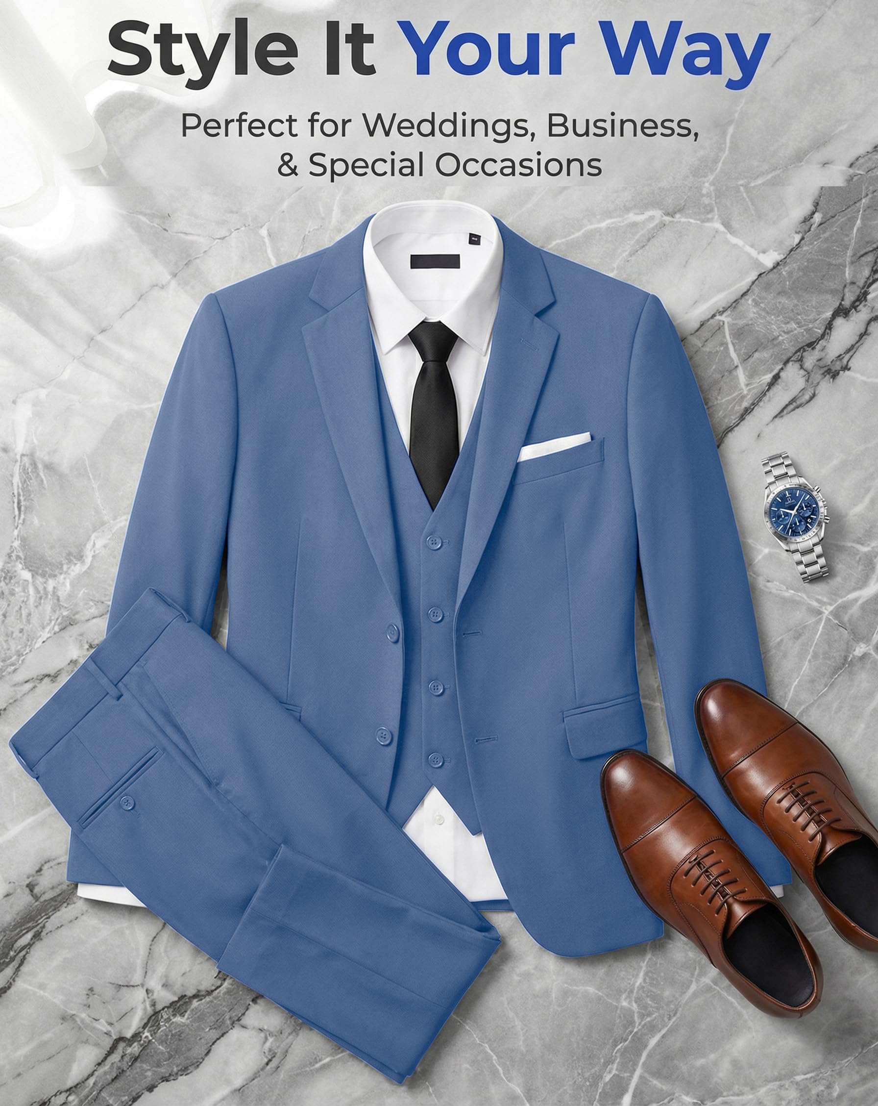Ensemble 3 pièces pour Homme, ajusté, Costume de Mariage, Parrain de Mariage, Costume de Remise de diplôme, Smoking, Affaires, Formel, décontracté, Costume de marié, Veste, Pantalon
