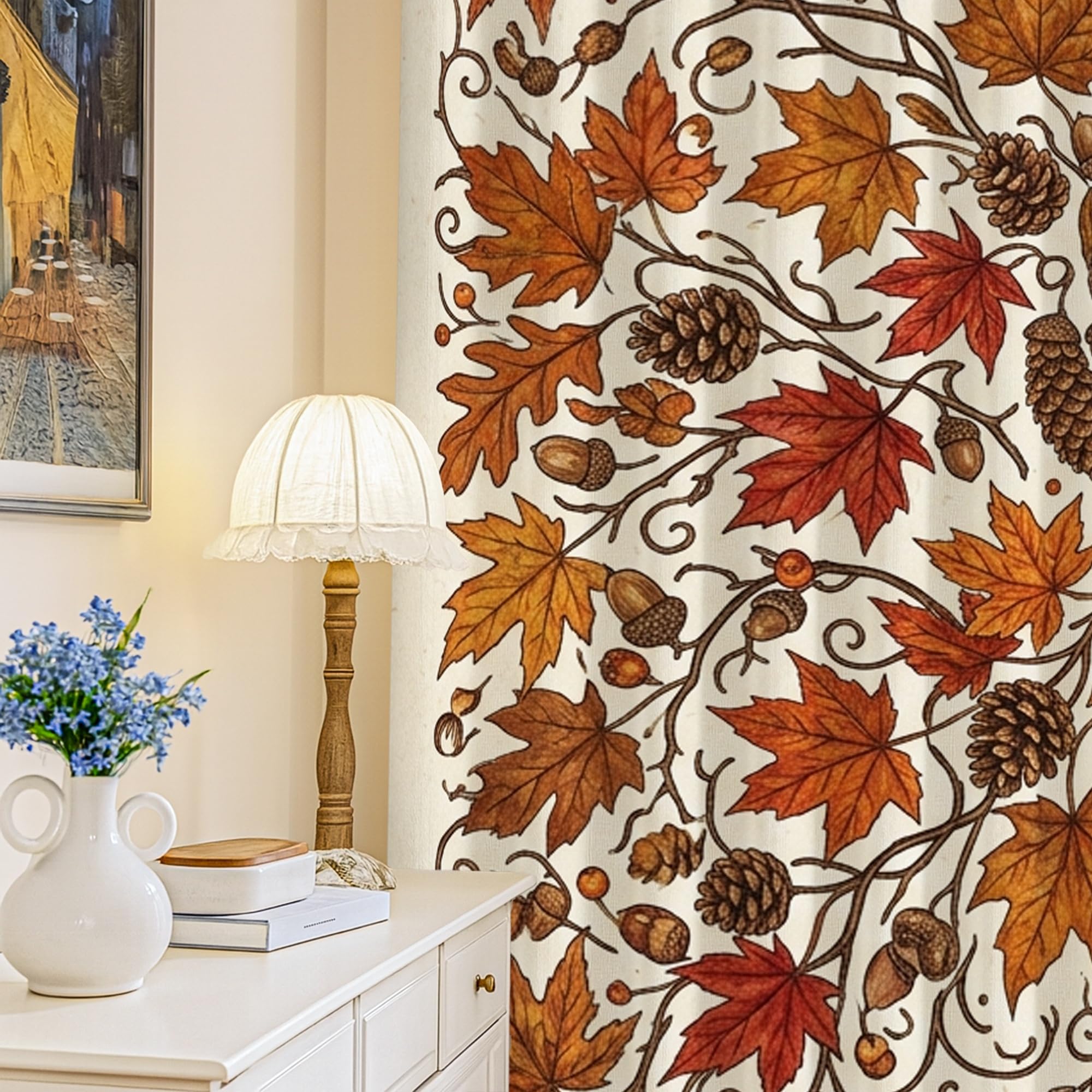 Rideau occultant orange nature 132x213 pour salon et cuisine