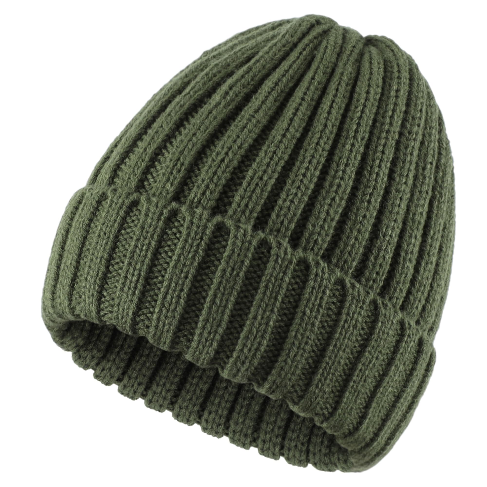 Connectyle Women's Knit Cuffed Beanie Hat - Stretch Ribbed Acrylic Winter Ski Cap, Light Coffee, One Size