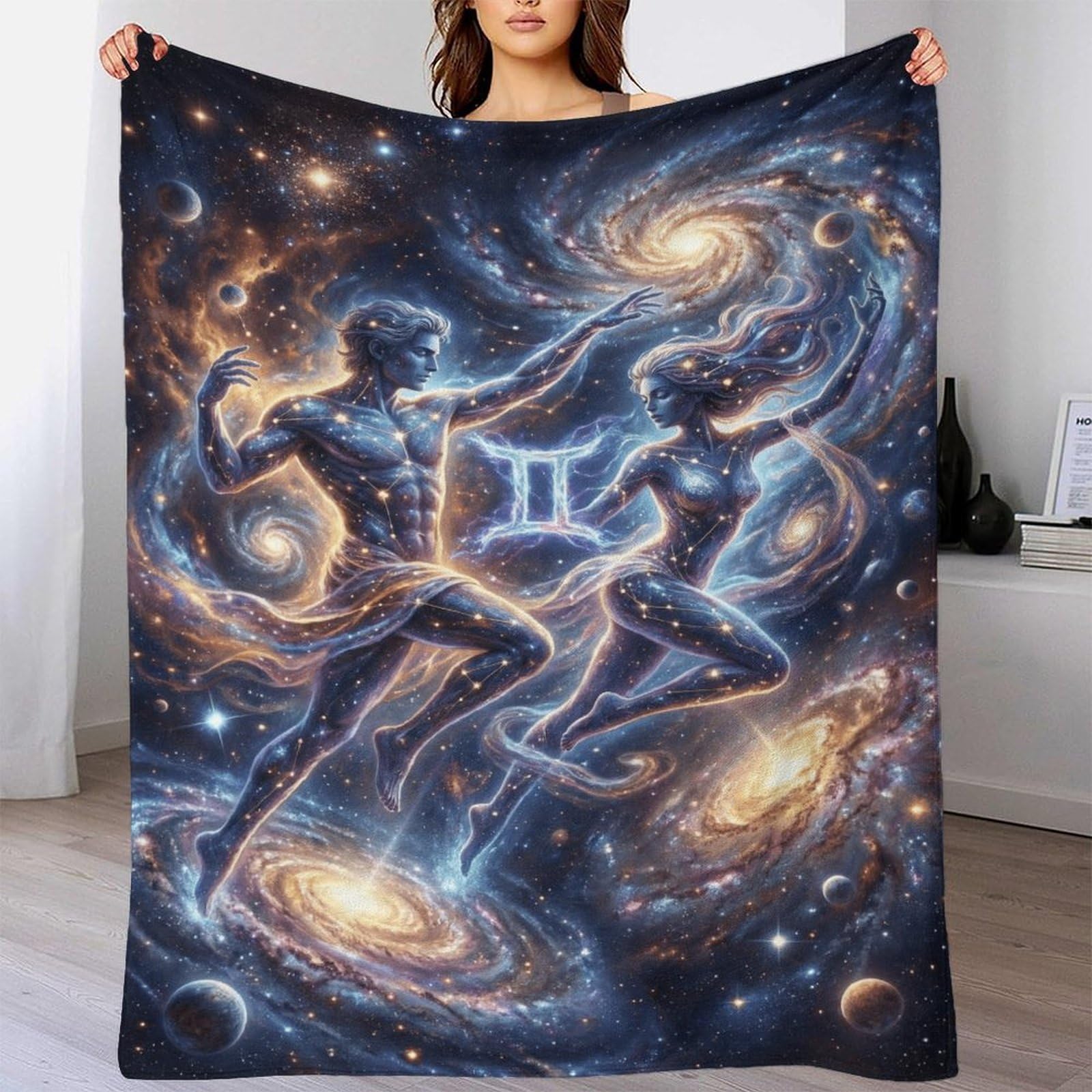 W7C8U2X3 Gemini Zodiac for for Flannel Throw Blanket, Bedroom Sofa Couch