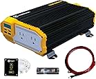 KRIËGER 1100 Watt 12V Power Inverter Dual 110V AC Outlets, Installation Kit Included, Automotive Back Up Power Supply For Blenders, Vacuums, Power Tools MET Approved According to UL and CSA.