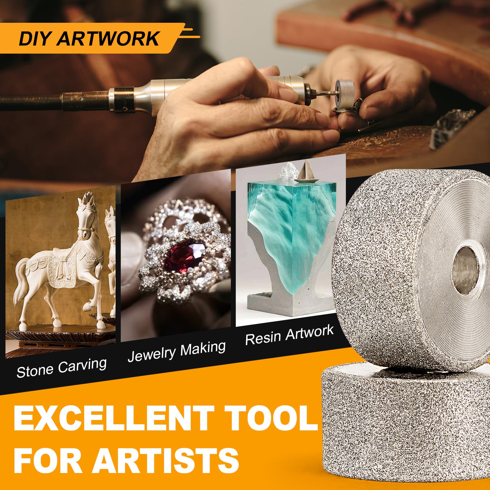Lot de 3 forets de ponçage diamant pour outil rotatif Dremel, forets de ponçage pour pierre de meulage avec tige de 0,3 cm, cadeau pour les amateurs d'artisanat – Travail du métal et du bois/bricolage