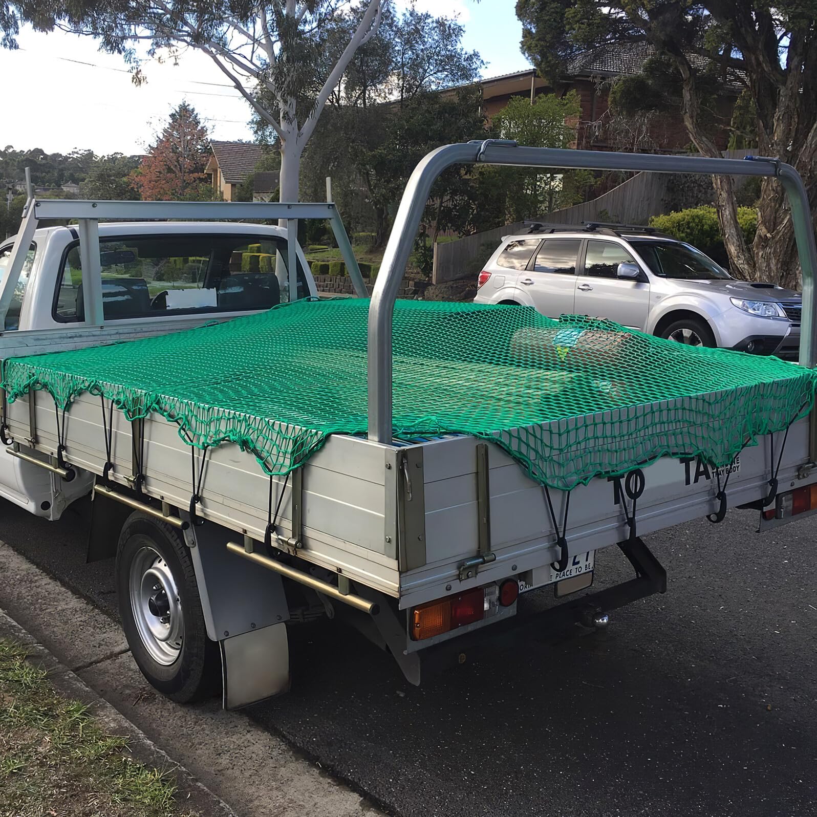 Anneome Rete da Carico in Nylon per Cassone di Camioncino Verde con Corde Elastiche e 15 Ganci, Rete Cargo Resistente per Camping e Trasporto Bagagli