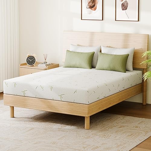 Dyonery Colchón matrimonial de 8 pulgadas en una caja, espuma viscoelástica refrescante con gel de té verde, firmeza media, sin fibra de vidrio,