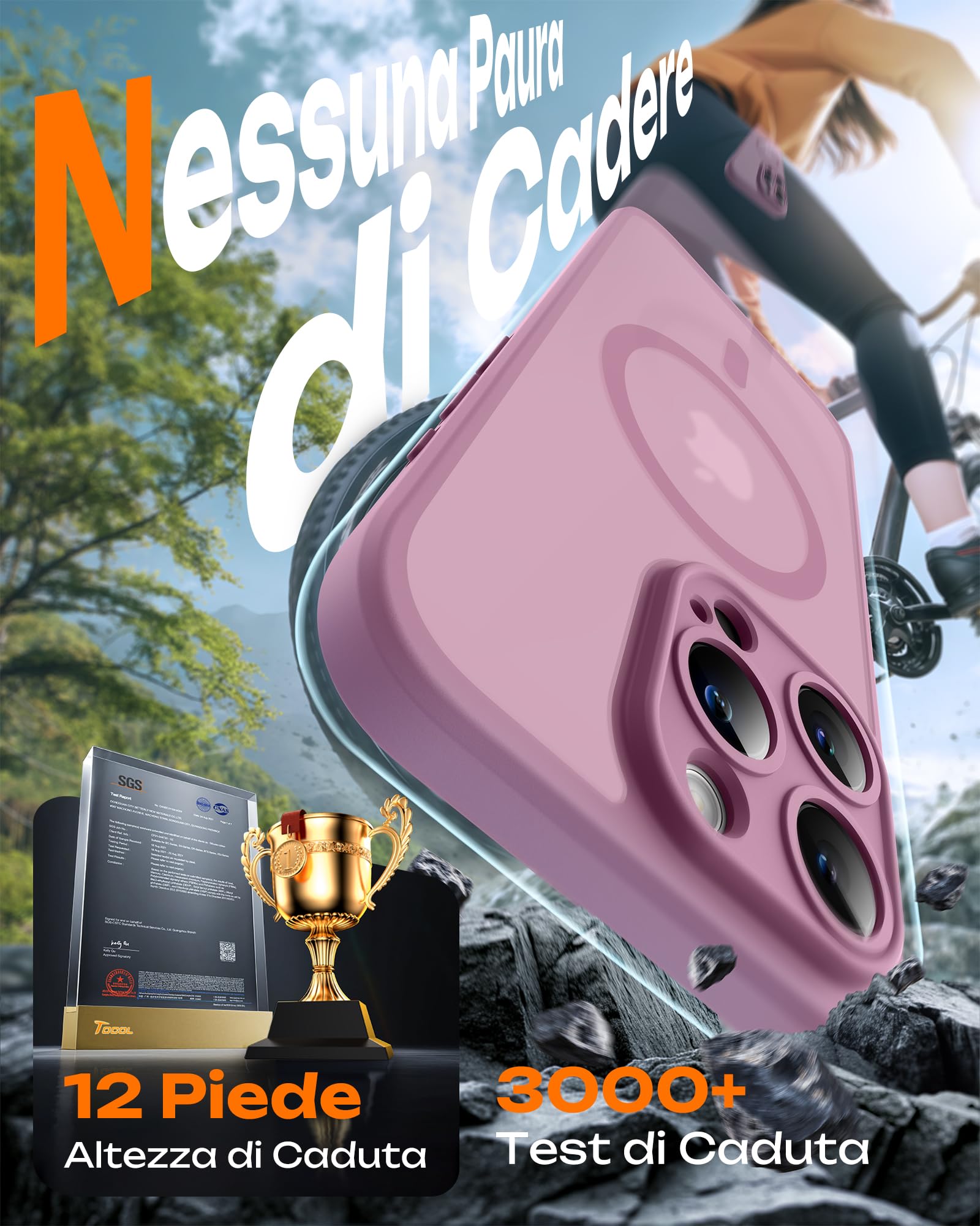 TOCOL Cover Magnetica per iPhone 13 Pro 6,1 Pollic, Compatibile con MagSafe, Protezione Fotocamera Integrata, Custodia Antiurto Traslucida Opaca, Lilla Viola