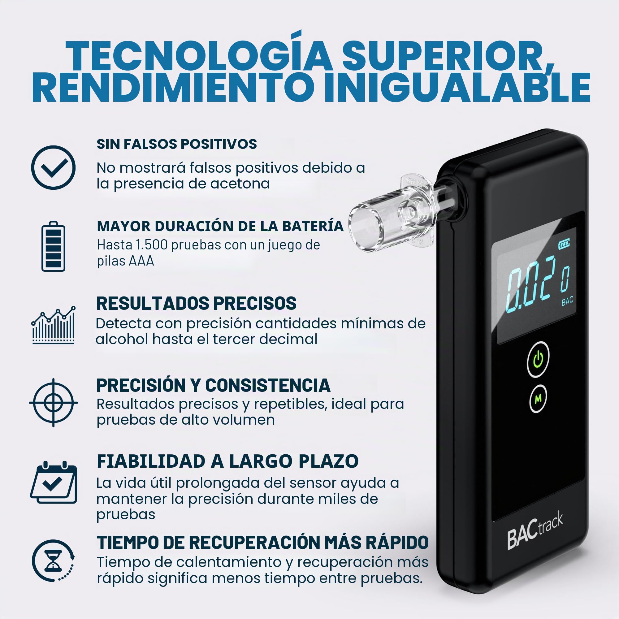 Alcoholímetro Portátil BACtrack Trace | Alta Precisión Profesional | Cumple Normas DOT y NHTSA | Ideal para Uso Personal y Profesional | Compacto y Fácil de Usar