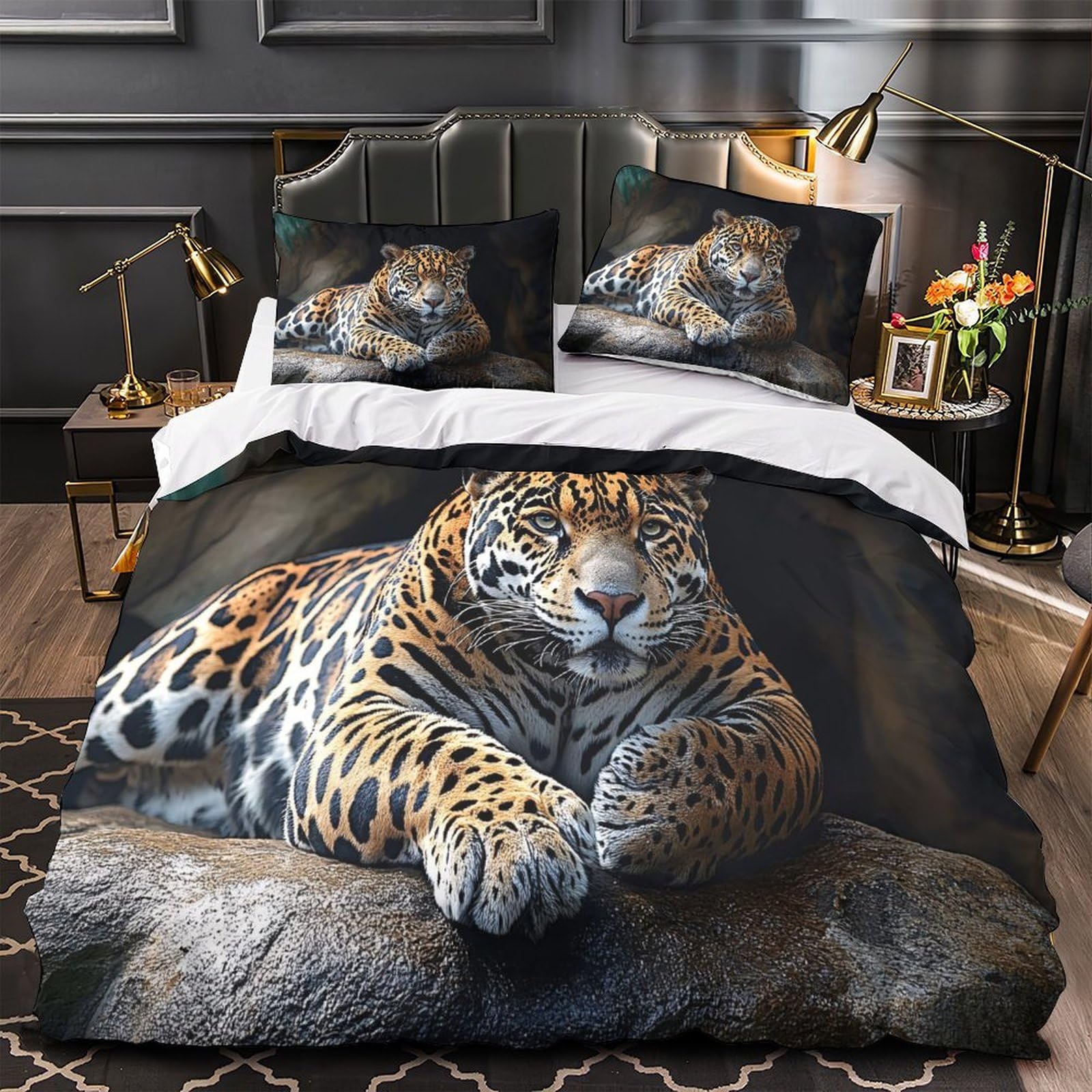 Housse de couette Jaguar 3D en microfibre premium super douce 135x200