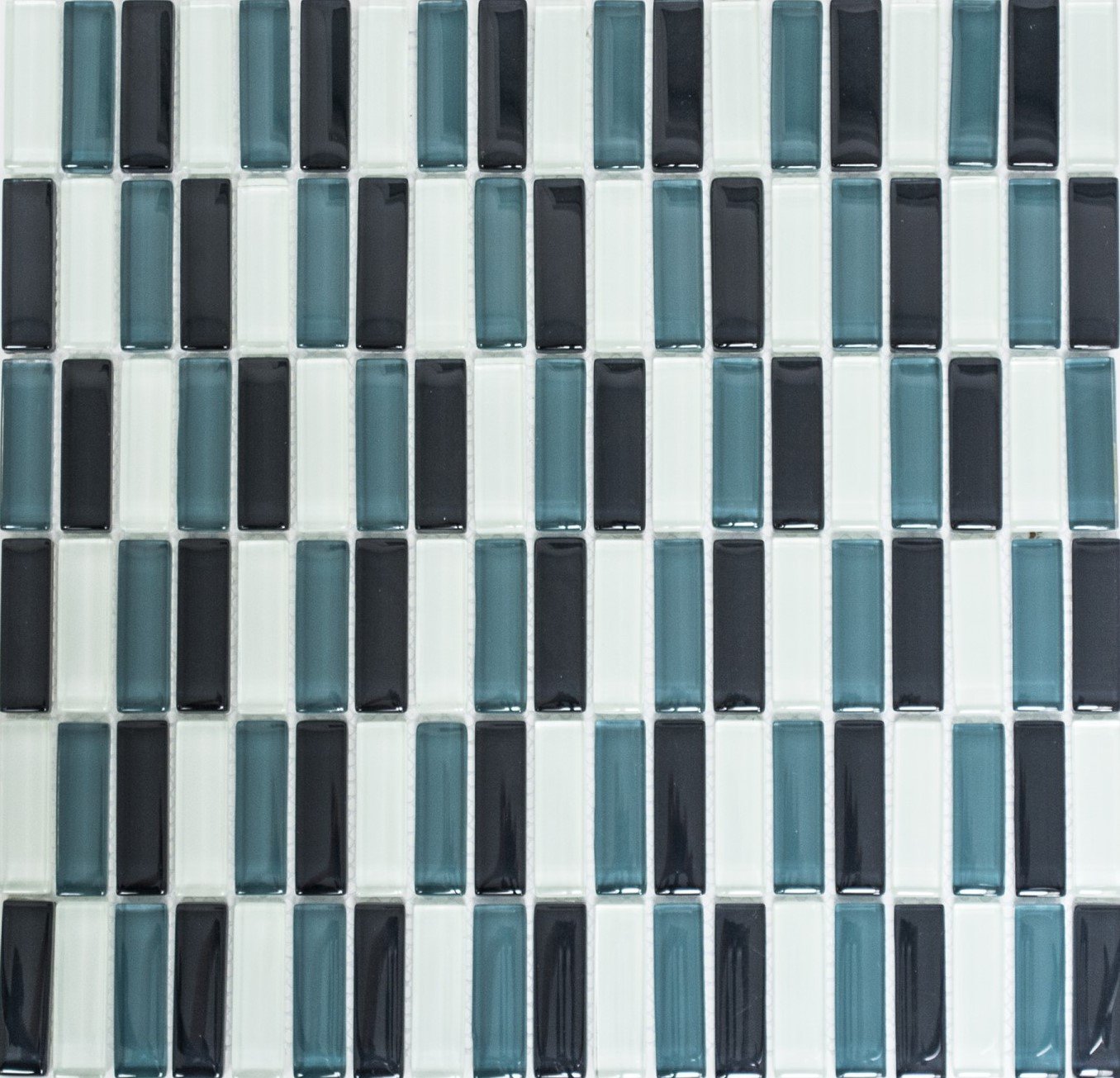Lot de 10 feuilles de baguettes de mosaïque Crystal Mix Gris translucide Transparent 3D Format pierre mosaïque 15 x 50 x 8 mm Dimensions de la feuille : 322 x 310 mm