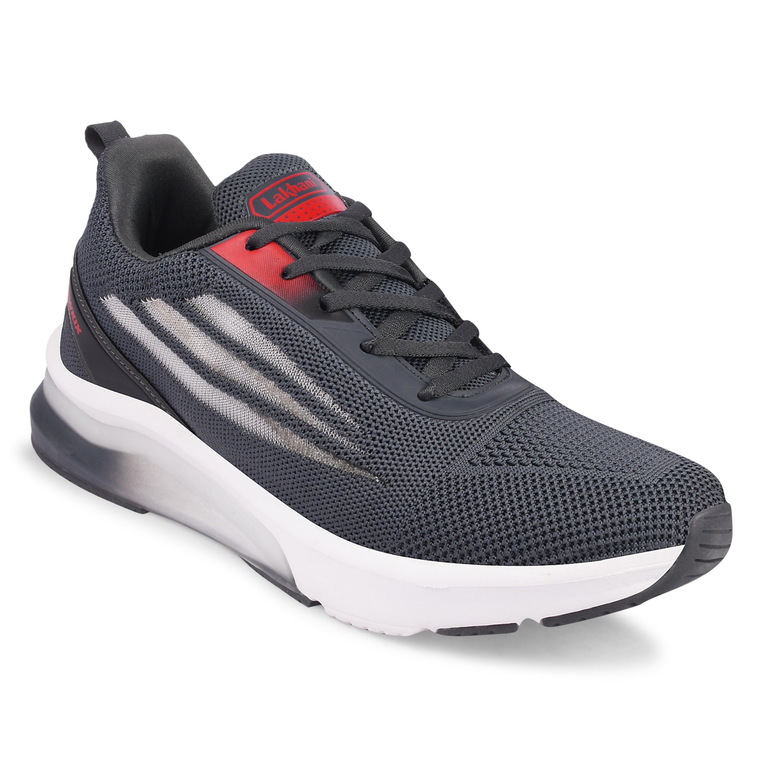 Lakhani aashirwad Multiplay Sports Shoes | Stylish Lightweight Sports Shoes with Tilt Lacing, Long Lasting Comfort Shoes. (Dark Grey Red, 9) (B0D799S8CS) Amazon Price History, Amazon Price Tracker