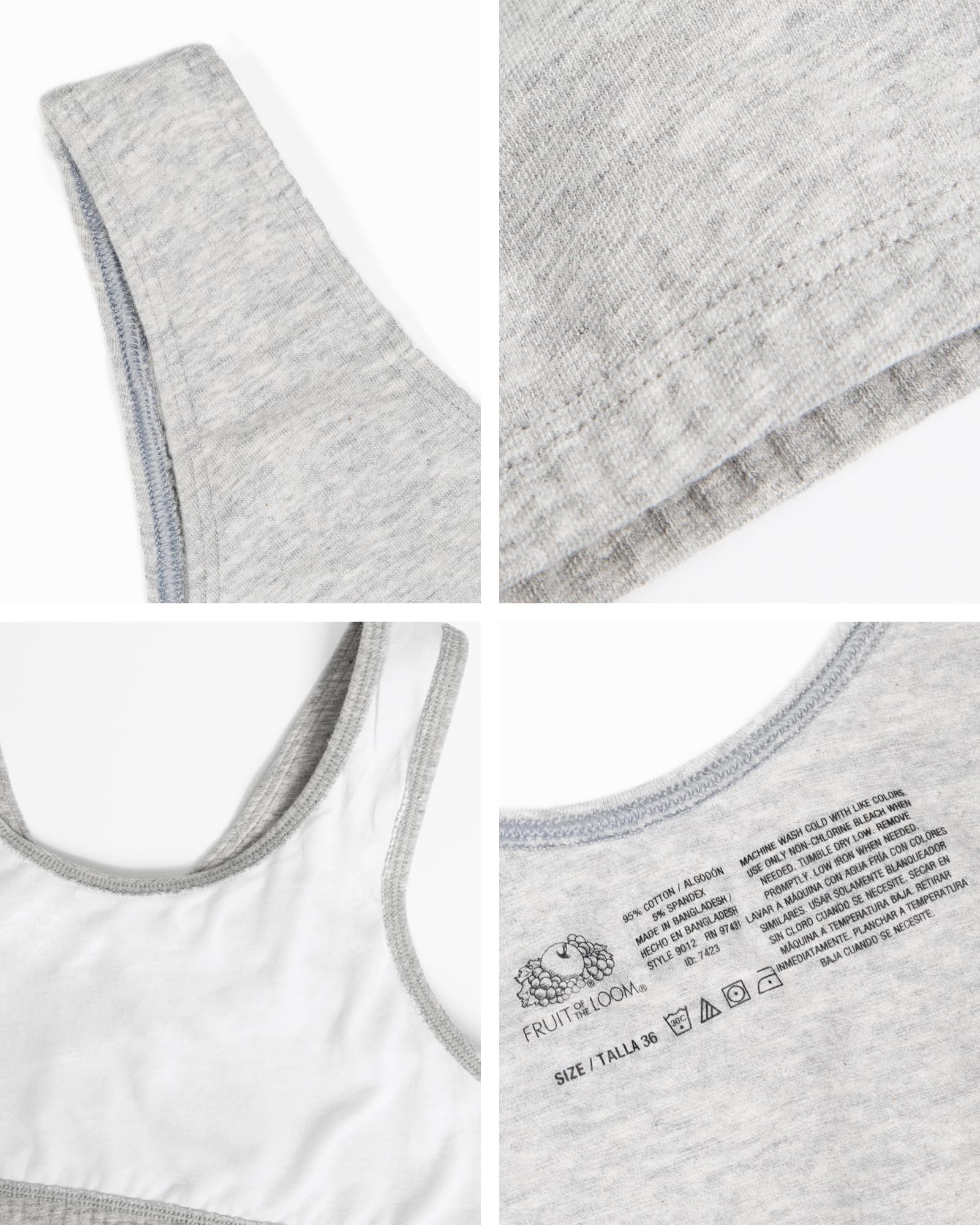 Fruit of the Loom Biustonosz sportowy Kobiety Fruit Of The Loom Damski biustonosz sportowy Built Up Tank Style (3 w zestawie)