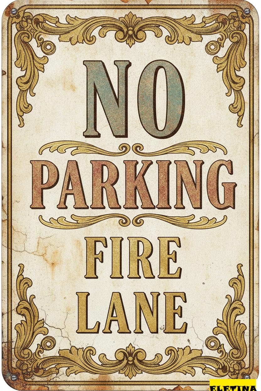 No Parking First Lane Aluminum Tin Sign, 8x12 Inch Decor