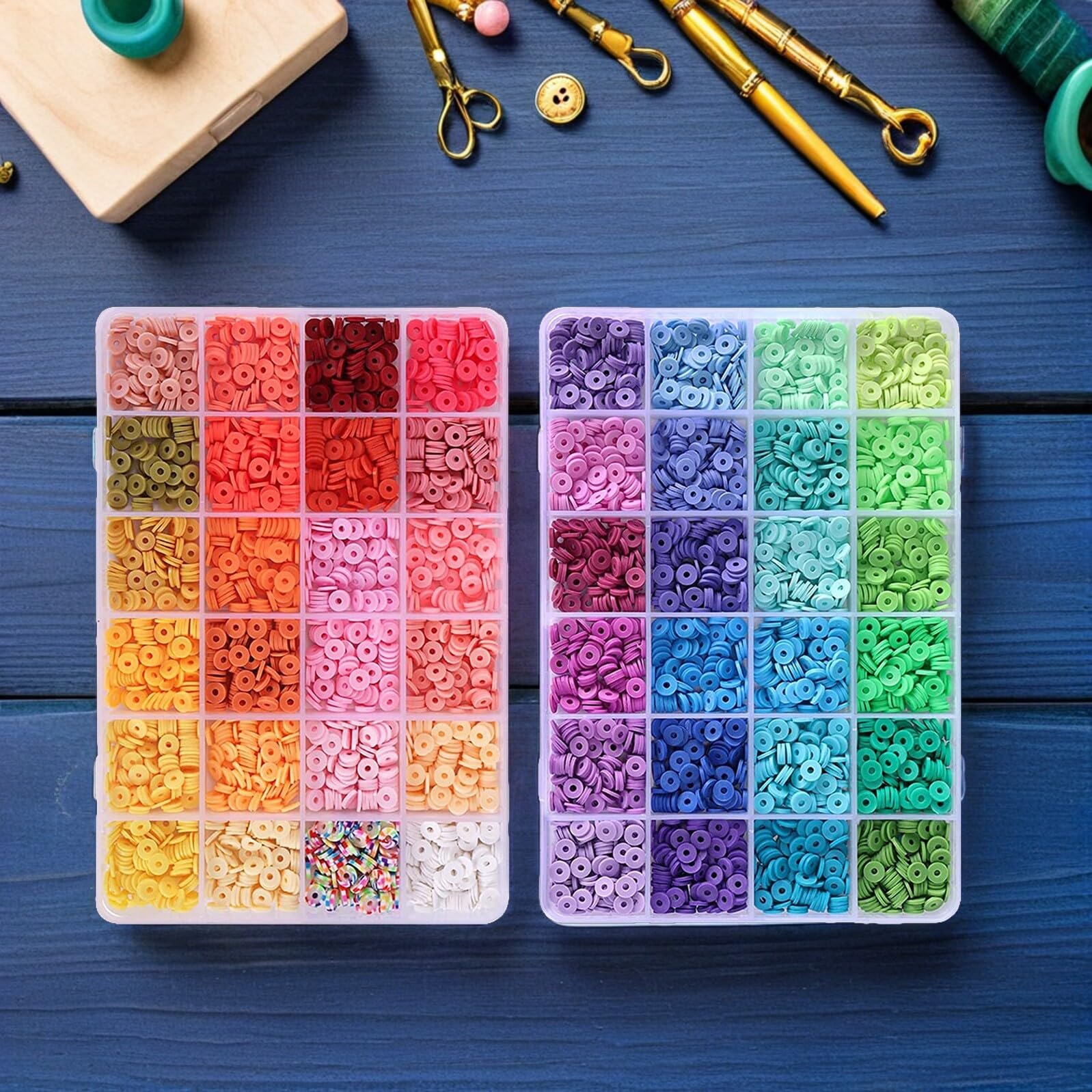 NOLITOY Kit Perla Argilla Fai da Te 48 Colori 4800 Pezzi Accessori e Filo Elastico per Creazione Braccialetti Collane e Gioielli Creativo per Ragazzo Ragazza e Adulti Hobby Artigianali
