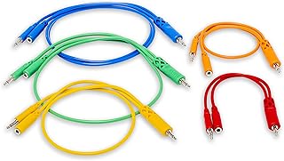 Hosa CMM-500Y-MIX 3.5 mm TS with 3.5 mm TSF Pigtail to 3.5 mm TS Hopscotch Patch Cables, Various Lengths (5 Pieces)