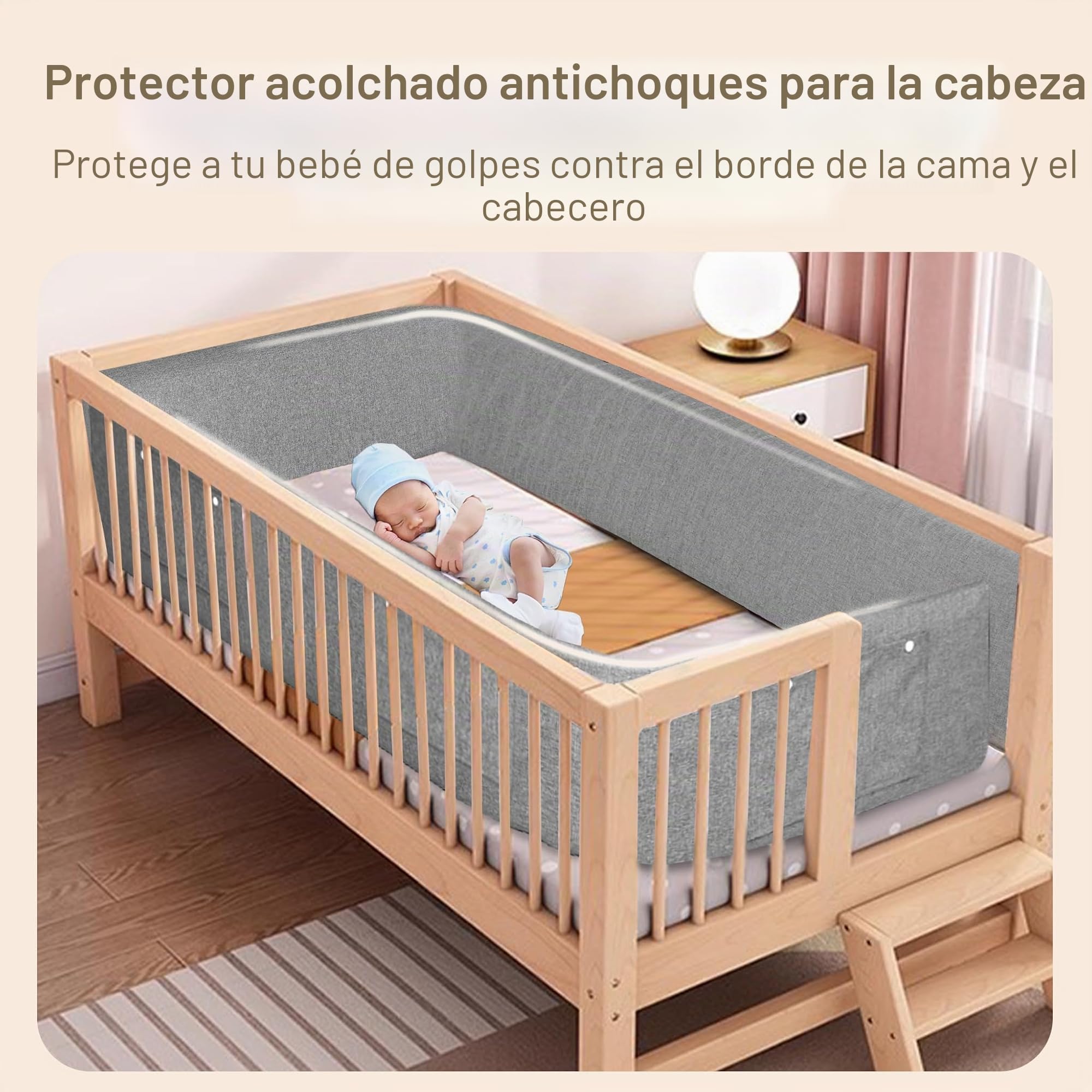 LZQ 2 barandillas de protección contra caídas, protección para los bordes de la cama, forma ajustable, altura ajustable para niños y bebés, gris, 100 cm