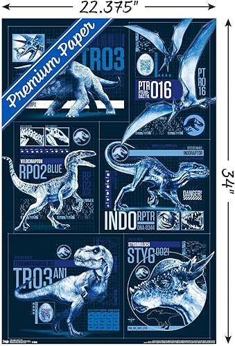 Miniatura 3 de Trends International Jurassic World Fallen Kingdom - Póster de pared de cuadrícula, 22.375 x 34 pulgadas, versión premium sin marco