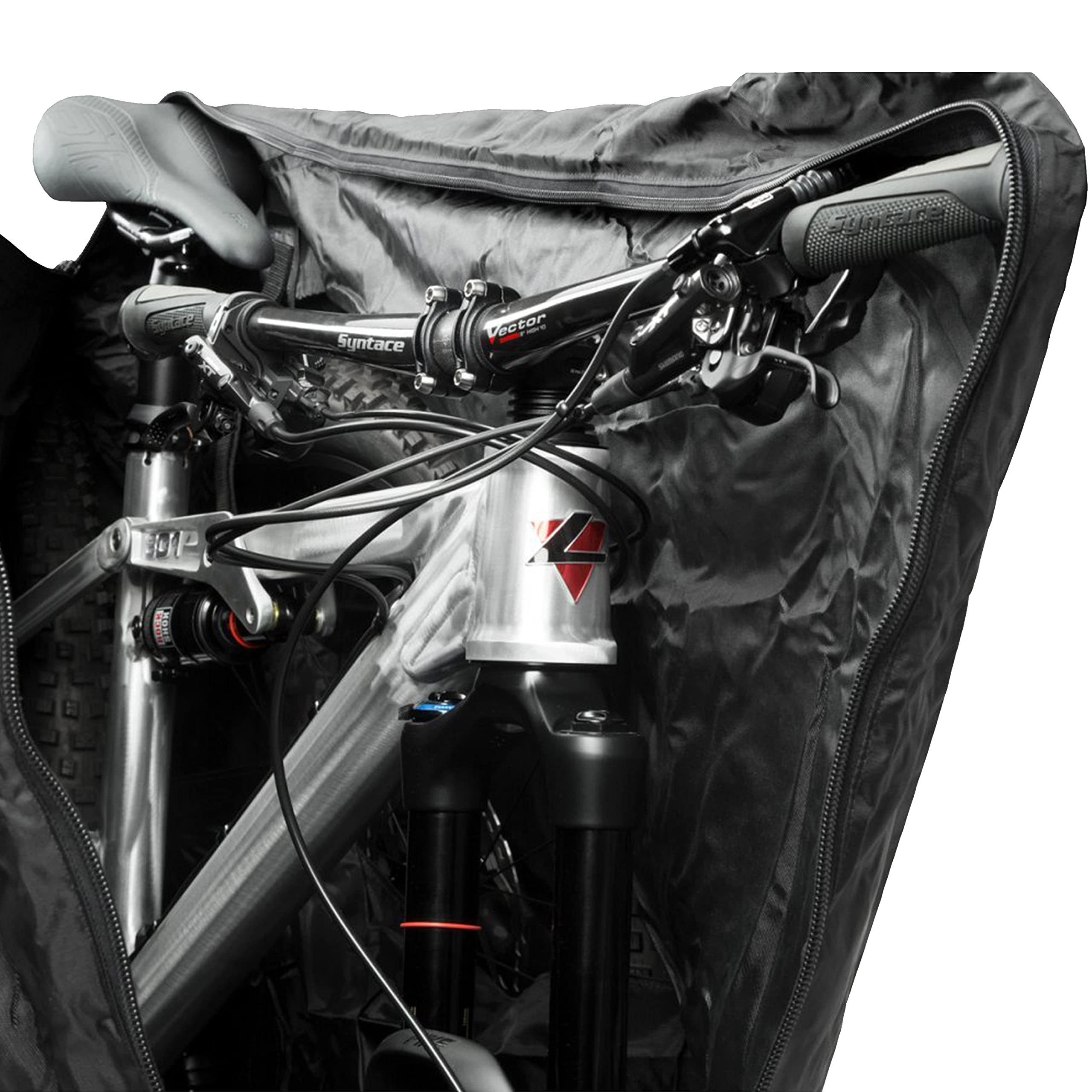 TranZbag ORIGINAL Sac de transport pour vélo, protection de transport pour roues de 26" à 29+" (pliable, encombrement minimal, bandoulière, utilisation universelle, double fermeture éclair), noir