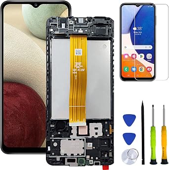 LCD Screen Replacement for Samsung Galaxy A12 6.5" SM-A125F/DSN SM-A125U LCD Display Touch Screen Digitizer Assembly +Tools with Frame