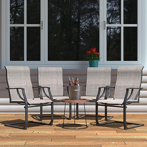 Miniatura 7 de Amopatio Juego de 4 sillas de patio, sillas de comedor al aire libre para todo tipo de clima, muebles de jardín transpirables para patio trasero,