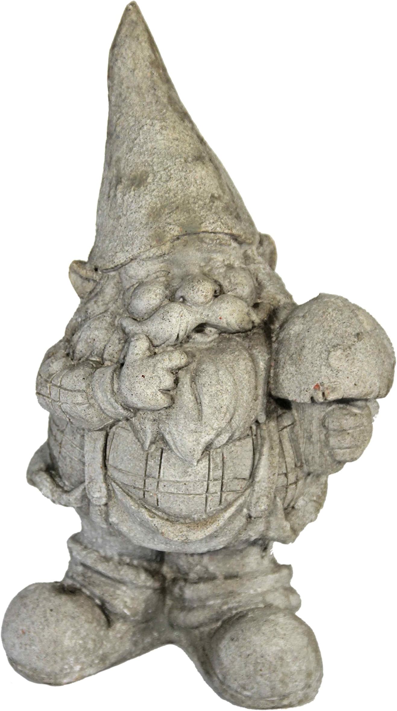 Casa Collection 11276 Standing Gnome with Mushroom In Left Hand, Stone Look, Height 28 cm