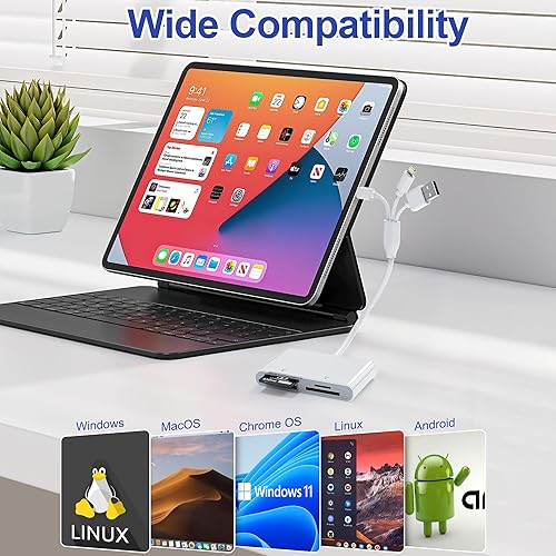 Miniatura 9 de Adaptador Memory Stick Pro Duo, lector de tarjetas de memoria 4 en 1, lector de tarjetas SD/XD/MS/TF con Lightning/USB-C/USB-A, lector Memory Stick