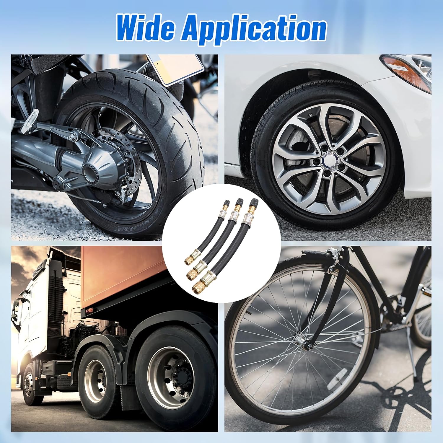 Universal Flexible Tire Valve Extenders, 2025 New Air Valve Stem Extender Valve Stem Extension Adaptor, Flexible Tire Valve Extension Extender for Car Bicycle Motorcycle RV Truck Scooter (Mix)