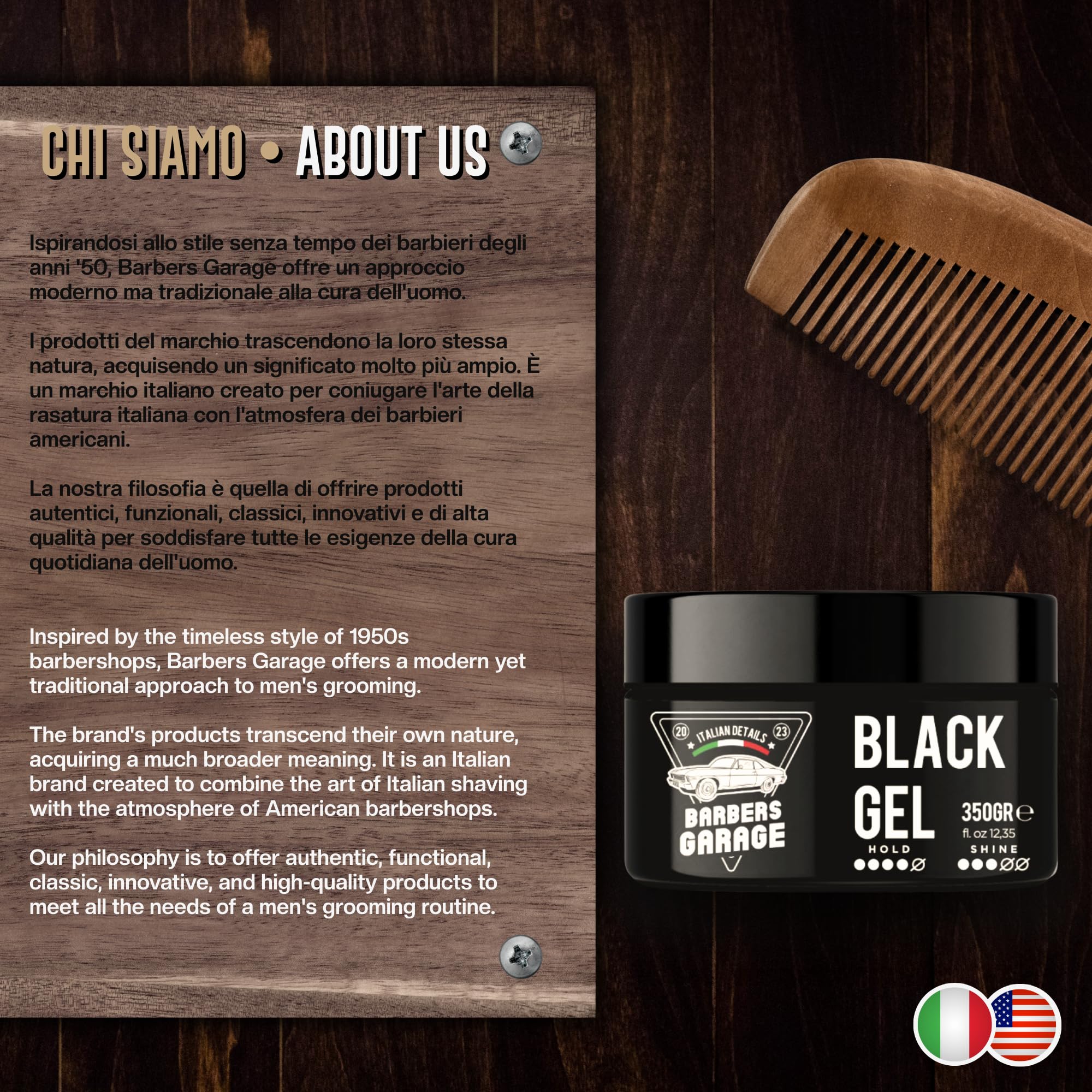 Barbers Garage® Gel Colorante Uomo – Gel Nero per Capelli Bianchi e Grigi, Coprente Naturale, Tenuta Forte, Con Carbone Vegetale – Made in Italy
