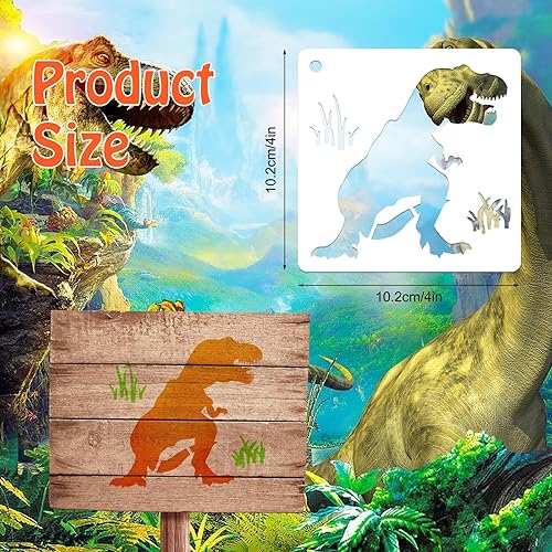 Miniatura 3 de Juego de 64 plantillas de pintura de dinosaurios, plantillas de dibujo de animales reutilizables, plantilla de graffiti de dragón para pintar en