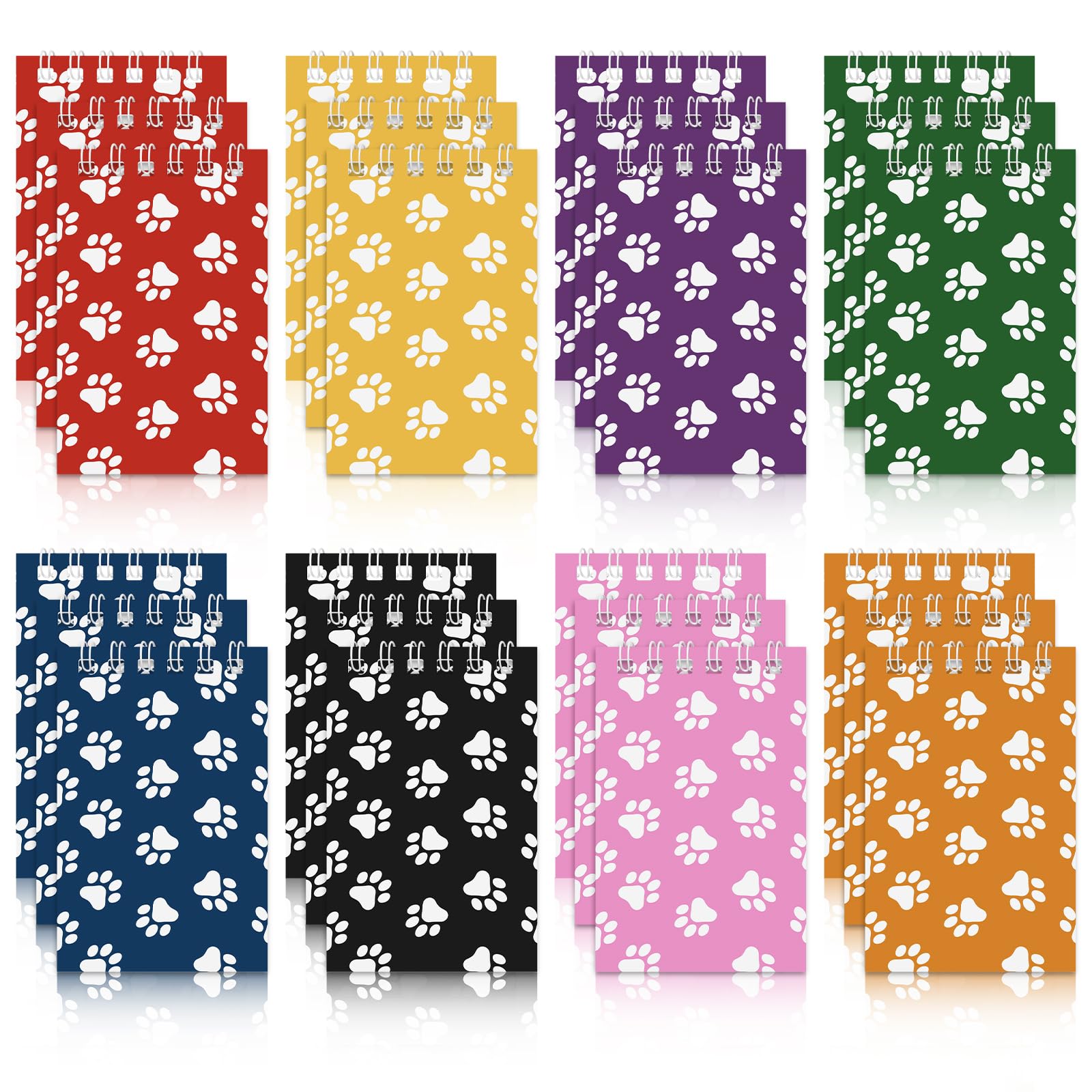 Weecent 24 Pcs Mini Notebooks Dog Paw Party Favors for Kids Puppy Animal Notepads Spiral Pocket Notebooks Birthday Teacher Classroom Rewards Supplies