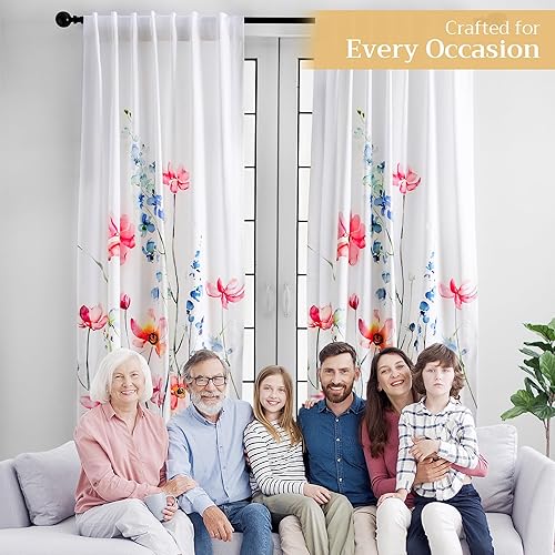 Miniatura 5 de Maison d Hermine - Cortinas 100% algodón - Cortinas traslúcidas para sala o dormitorio con jareta para cortinero y presillas - 1 panel, Delphinium